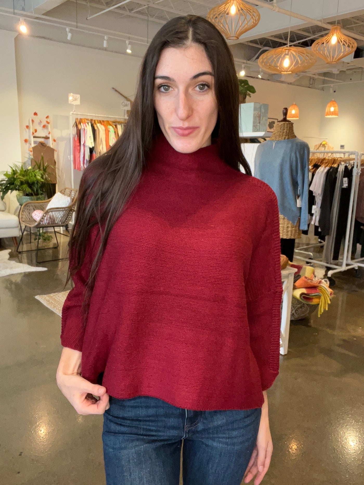 Boho Mock Neck Sweater