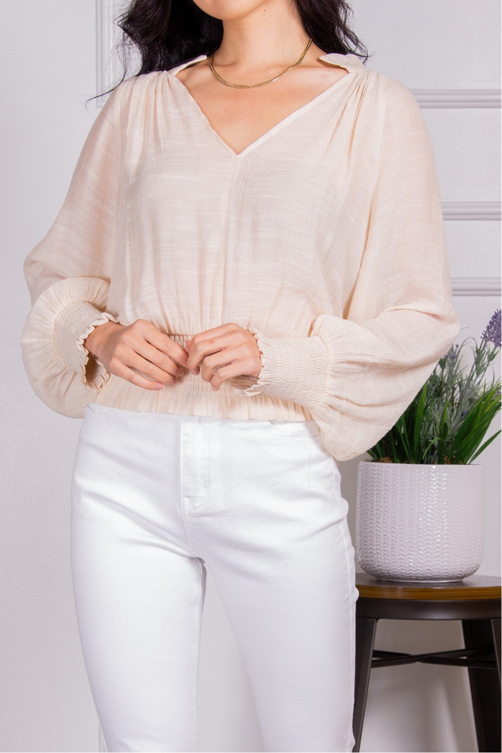 Ruffle Neck Top