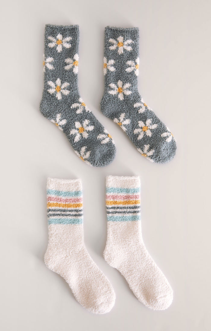 Daisy Plush 2 Pk Socks