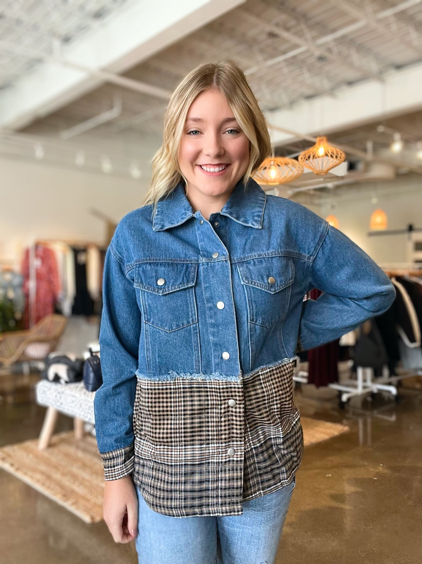 Denim Plaid Shacket