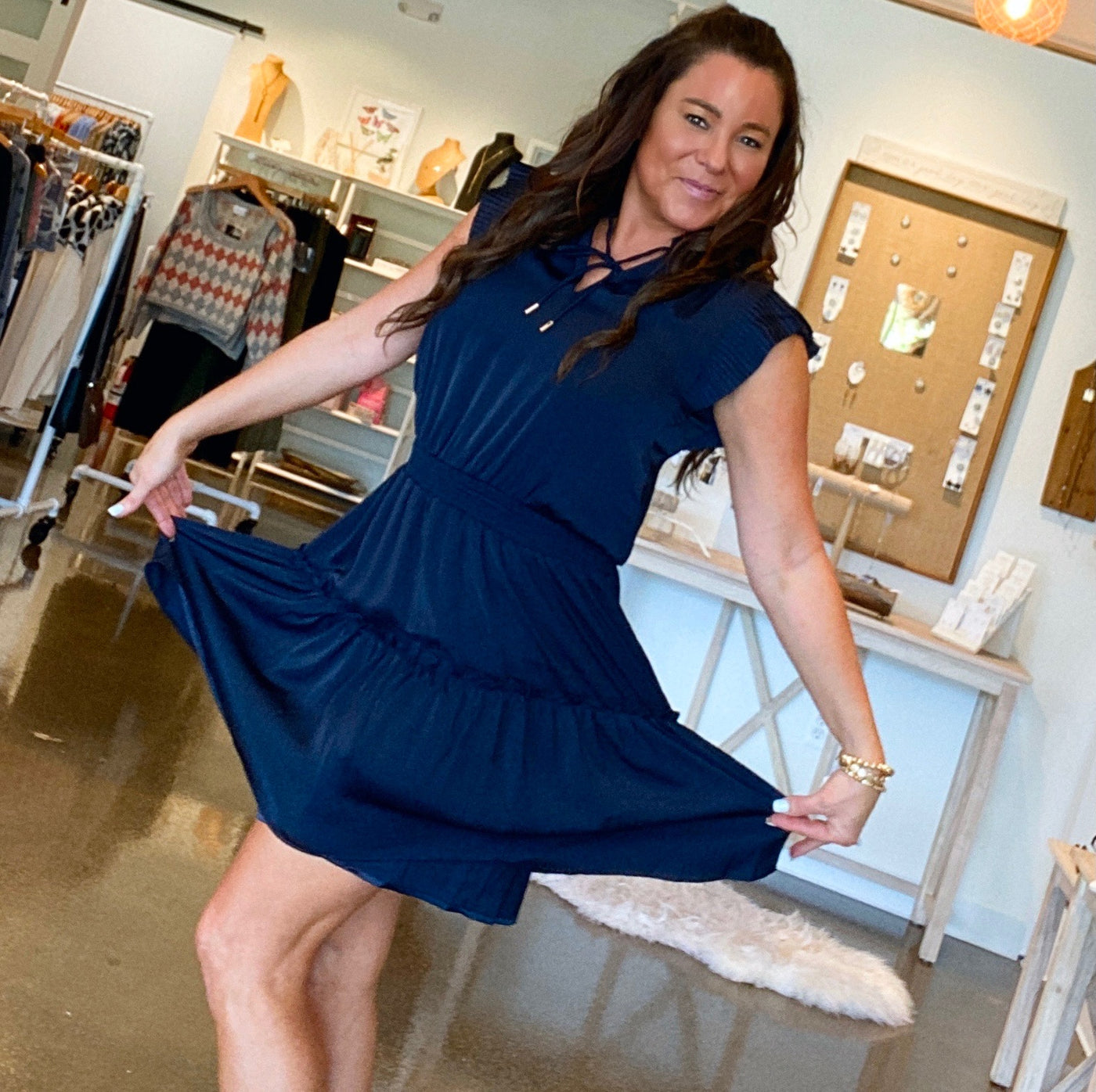 Navy Pleated